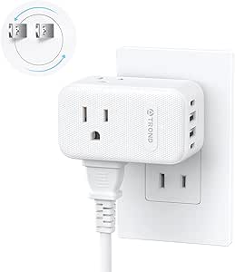 TROND 2 Prong to 3 Prong Outlet Adapter with 360 Rotating Plug, 3 Prong Adapter with USB C PD 20W, Travel Power Adapter for US to Japan, Wall Outlet Extender for Old House Travel Cruise Essentials