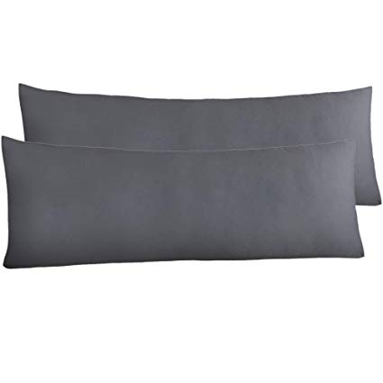 YAROO-2 Pack Microfiber Body Pillow Cover 21" x 54" - Super Soft Body Pillowcase,with Zipper and No Zipper Available (Dark Gray-with Zipper)