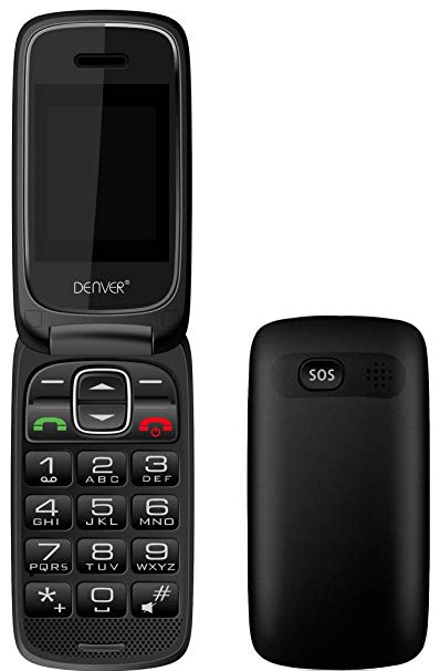 Denver Big Button GSP-131 Senior Mobile Phone with SOS Quick Call Button, SIM Free Unlocked, Bluetooth & 2inch colour screen