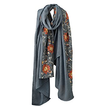Welltogther Womens National Style Lightweight Neck Scarves Flower Wrap Shawl ¡­