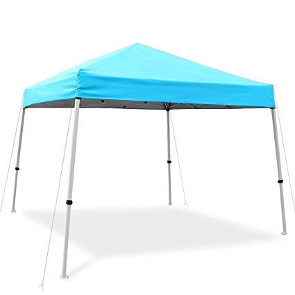 Ohuhu EZ Pop-up Slant Leg Canopy Tent, 2019 New Easy-Carrying Lightweight & Durable Instant Shelter with Wheeled Carry Bag, 10 X 10 Feet, Blue