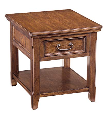 Ashley Furniture Signature Design - Woodboro Chair Side End Table - Rustic Style Accent Table - Square - Dark Brown