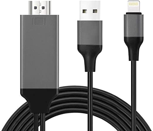 Braole 6.6ft HDMI Adapter Cable Compatible with iPhone iPad, Cord 1080P HDTV Connector Digital AV TV Compatible with iPhone 11/X/Pro/Xs/Max/XR/X/8/7/6/5 Projector Monitor, Plug and Play (B)