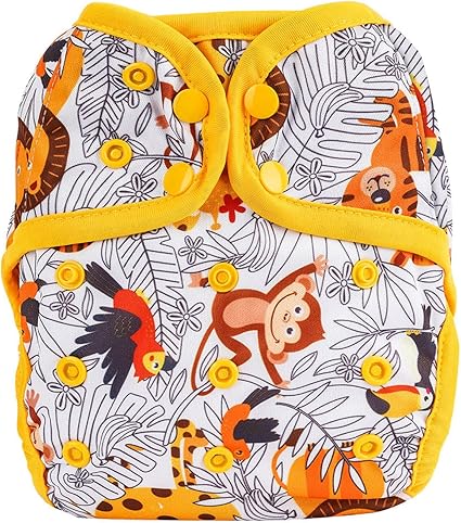 OsoCozy One Size Reusable Cloth Diaper Covers - Adjustable Snap Fit & Double Leg Gussets. Fits Babies from 8-35 Pounds.