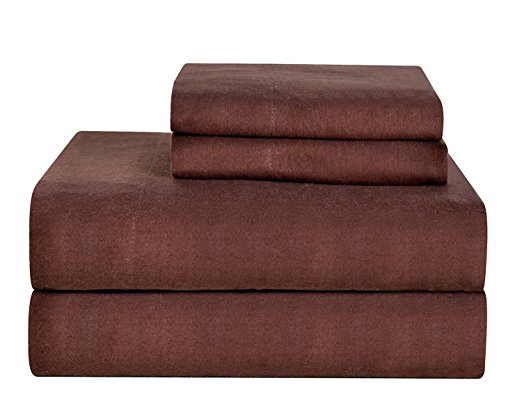 Celeste Home Ultra Soft Flannel Sheet Set with Pillowcase, King, Coffee Bean