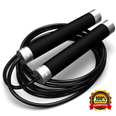 Ballistyx Jump Rope - Premium Speed Jump Rope with 360 Degree Spin, Silicone Grips, Steel Handles and Adjustable Power Cable - for Crossfit, Gym & Home Fitness Workouts & More