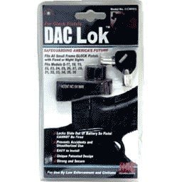 Small Frame Glock Pistol Lock Fits Glock pistols with fixed or night sights - DAC Technologies, Firearm Accessories Gun Locks