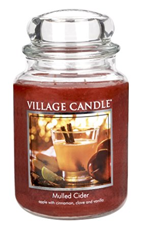 Village Candle Mulled Cider 26 oz Glass Jar Scented Candle, Large
