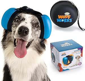 Dog Ear Muffs for Noise Protection and Fireworks, Noise Cancelling Headphones for Dogs, 29dB Dog Earmuffs, Dog Ear Plugs for Hearing Protection from Thunder. Reduce Anxiety (L, Blue)