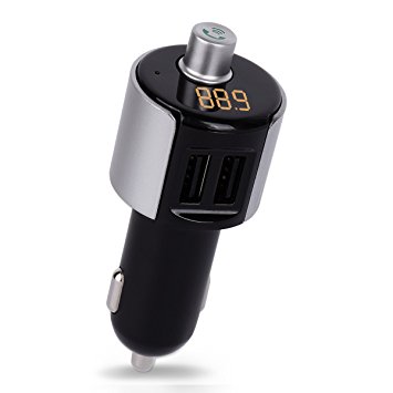 Perbeat Wireless Car Bluetooth FM transmitter Radio Adapter Car Kit with 3.4A Dual USB Car Charger Music Controls & Hands-Free Calling C27