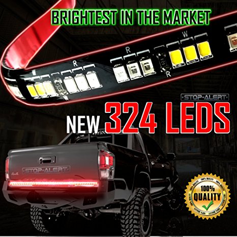 Stop-Alert Most Powerful Multi-Function 60" Truck Tailgate Light Bar Strip - For Running Lights, Brake Signal, Reverse Back Up for SUV, Dodge Ram, Ford F-150 (60" X 324 LEDs Light Strip)
