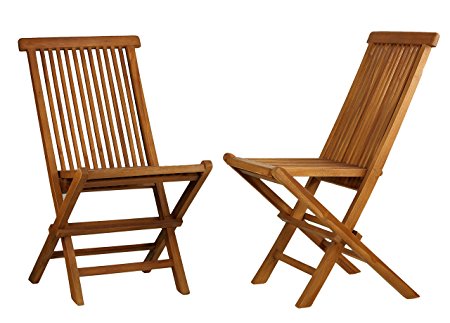 Bare Decor Vega Golden Teak Wood Outdoor Folding Chair (Set of 2) (2 Chairs)