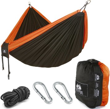 Castle Peak Outfitters XL Double Camping Hammock Swing - Parachute Nylon, Floating Bed, Free Standing Hanging Hammock For Sleeping, Bedroom, Yard, Outdoors, Traveling Everything Included