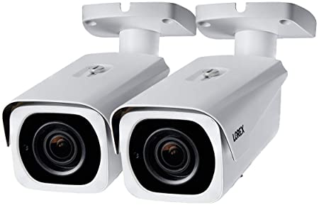 Lorex 8MP 4K IP Motorized Varifocal Zoom Bullet Security Camera LNB8973BW, 250ft IR Night Vision, 4X Zoom (2 Cameras, White)