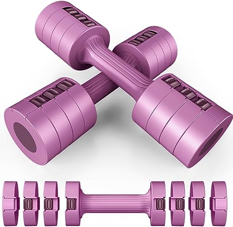 GLAUCUS Adjustable Weight Dumbbells Set- A Pair 4lb 6lb 8lb 10lb (2lb-5lb Each) Free Weights Set for Women at Home Gym Equipment Workouts Strength Training for Teens