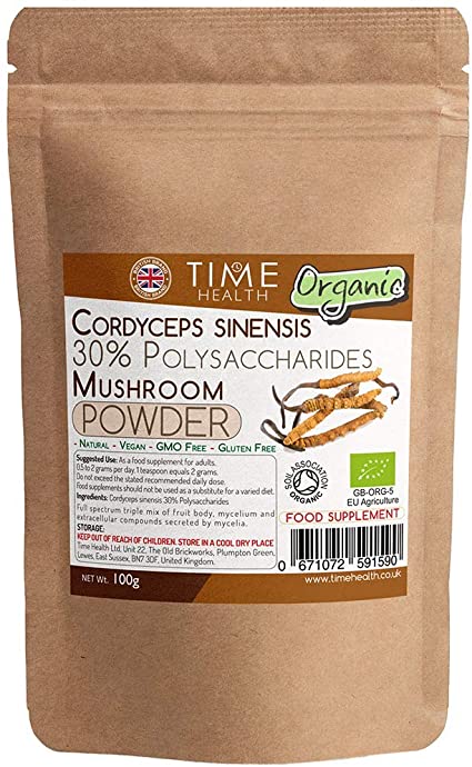 Organic Cordyceps Sinensis Full Spectrum Mushroom Extract - 100g Powder - EU Grown - 30% Polysaccharides - Dual Extracted - Zero Additives (100g Powder Pouch)