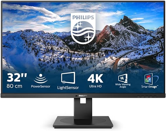 Philips 328B1 - 32 Inch 4K UHD Monitor, 60Hz, 4ms, VA, Height adjust, Speakers, USB Hub (3840 x 2160, 350 cd/m², HDMI / DP / USB-B / USB 3.2)