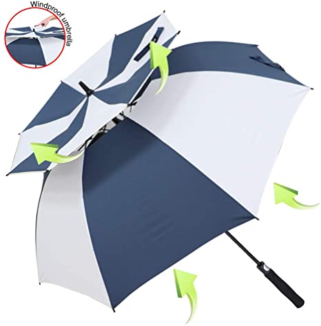 ZOMAKE Windproof Golf Umbrella, 62/68 inch Large Umbrella for Rain Double Canopy Automatic Open Vented Stick Umbrellas