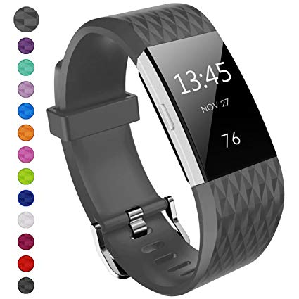 Yometome Fitbit Charge 2 Strap,Fitbit Charge 2 Wrist Strap TPU Soft Accessories Classic Fitness Bands Replacement Wrist Straps for Fitbit Charge 2 Watchband