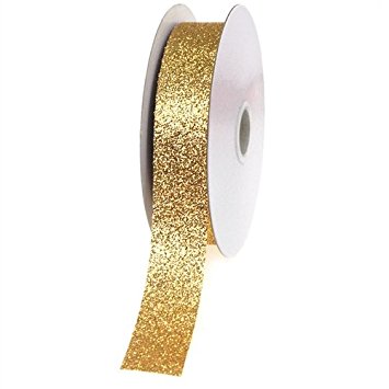 Homeford FJT098210515 Glitter Ribbon Christmas 25 yd Gift Wrapping, 7/8", Gold