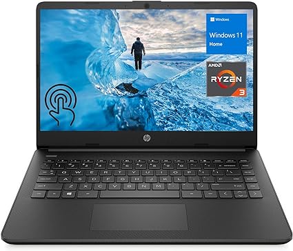 HP Essential 14 Laptop, 14" HD Touchscreen, AMD Ryzen 3 5300U, 16GB RAM, 512GB SSD, Webcam, HDMI, Wi-Fi, Windows 11 Home, Black