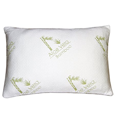 Bamboo Aloe Vera Shredded Memory Foam Pillow - FIRM - Micro-Vented Bamboo Cover - Hypoallergenic and Dust Mite Resistant by My Perfect Dreams - KING