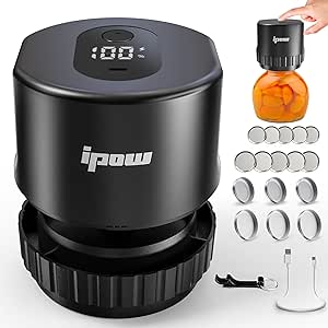 IPOW Mason Jar Vacuum Sealer for Wide-Mouth & Regular-Mouth Mason Jars with Lids, Covers, Great Seal Electric Mason Jar Vacuum Sealer for Food Storage