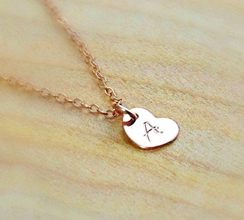 Personalized Tiny Heart Tag Necklace, Rose Gold or Silver or Gold Initial Pendant Necklace, Monogram Gift for Girlfriends, Mother or Sister Necklace Delicate Chain