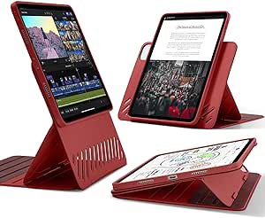 ESR for iPad Pro 12.9 Case (6th/5th Generation, 2022/2021), Removable Magnetic Cover, Adjustable Portrait/Landscape Stand with Raised Display View, 9 Standing Angles, Shift Series, Red