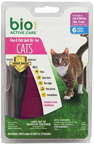 BioSpot Active Care Spot On with Applicator for Cats over 5 lbs, 6 Month Supply by Bio Spot