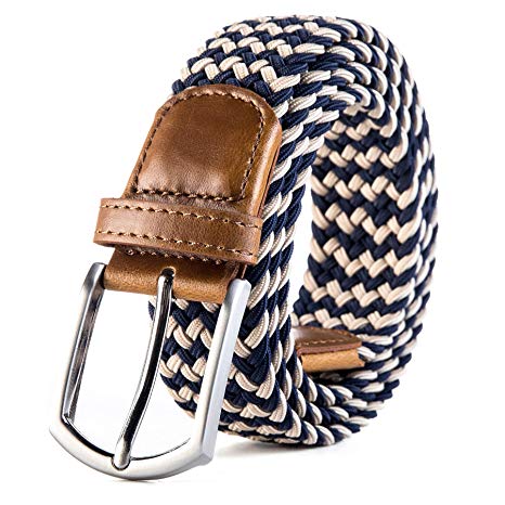 Weifert Men's Stretch Woven 1.3"Wide Elastic Braided Belts