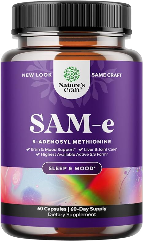 Sam-E 200mg Mood Support Supplement - S-Adenosyl Methionine Sam-E Supplement for Natural Relaxing Mood Boost Brain Support & Liver Detox Cleanse - Sam E Vitamin Supplement Bain Boost Mood Pills