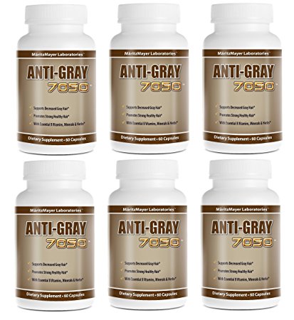 Original Anti Gray Hair 7050 - Restore Natural Hair Color - 60 Capsules (Pack of 6)
