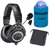 Audio-Technica ATH-M50x Professional Studio Monitor Headphones  Ion Party Starter Bluetooth light show speaker and in-line mic