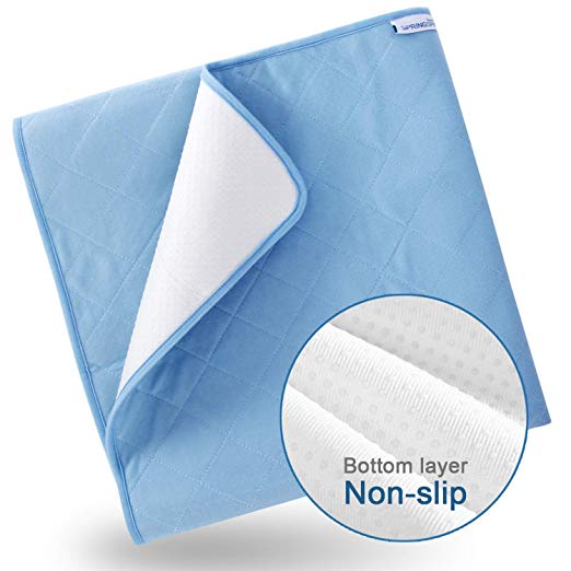 Bed Pads for Incontinence Washable(34" × 52"), Reusable Waterproof  Underpads Sheet Protector with Non-Slip Back for Adults , Blue