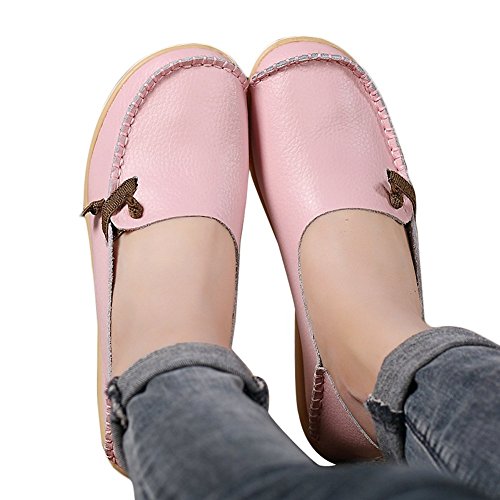 Lucksender Womens Soft Leather Comfort Driving Loafers Shoes