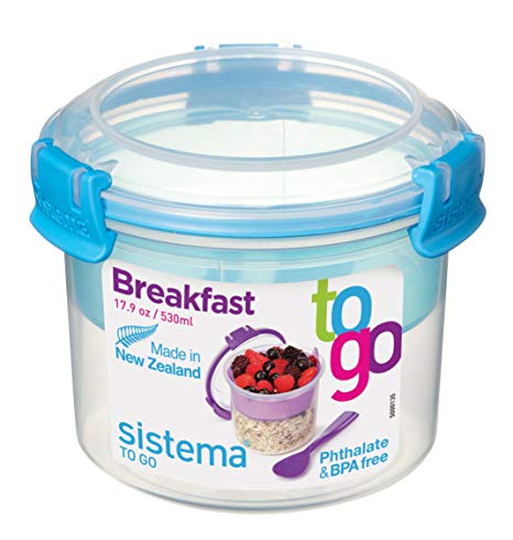 Sistema To Go Compact Breakfast Storage Container, 530 ml - Clear/Blue