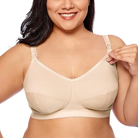Gratlin Women's Plus Size Wirefree Cotton Maternity Nursing Bra Softcup Supportive