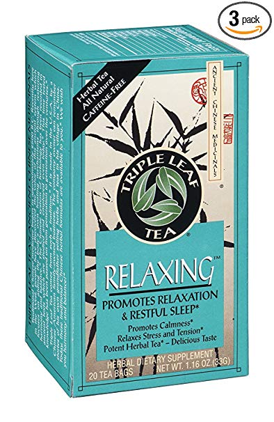 Triple Leaf Tea Relaxing Herbal Tea, 20 Tea Bags per Box (Pack of 3 Boxes)