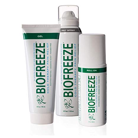 Biofreeze Pain Relief Gel Multi-Pack, Variety Pack Includes Tube, Spray, and Roll-On Formulas of the #1 Clinically Recommended Topical Analgesic