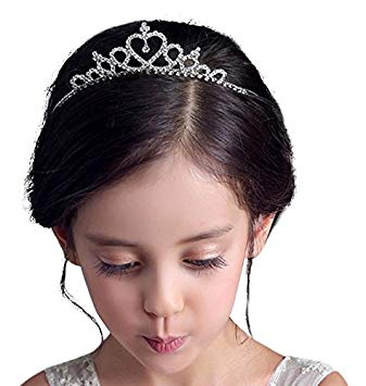 Lullaby Kids Flower Girls Wedding Party Costume Princess Crystal Heart Crown