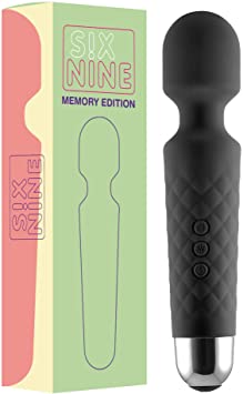 Six Nine Memory Edition Rechargeable Personal Wand Massager, Wireless with 20 Vibration Patterns 8 Multi-Speed - Travel Bag Included (Black)