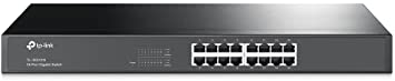 TP-Link 16 Port Gigabit Ethernet Switch | Plug and Play | Sturdy Metal w/ Shielded Ports | Rackmount | Fanless | Limited Lifetime Protection | Unmanaged (TL-SG1016)