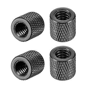 uxcell 1/4-20 x 10mm x 10mm Aluminum Alloy Hand Screw Nuts Diamond Knurl Knurled Camera Tripod Pass Hole Nut Black 4pcs