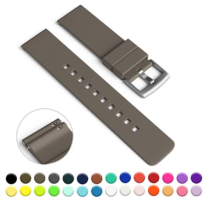 GadgetWraps 22mm Silicone Watch Strap/Band with Quick Release Pins (Dark Taupe, 22mm)