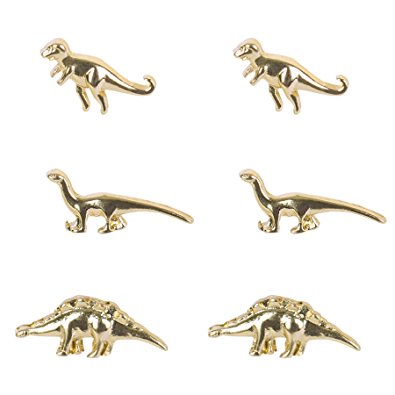 Lucky Way Punk Jewelry Alloy Cute 3 Pairs of Studs Punk Cartilage Dinosaur Earrings