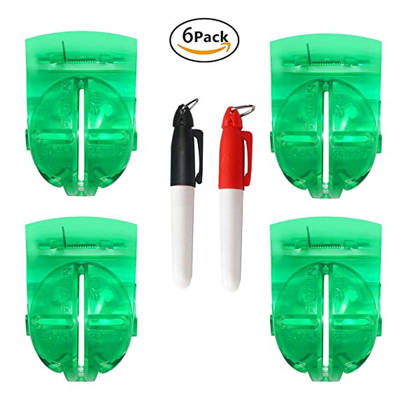 4Pcs Golf Ball Liner Drawing Marking Alignment Putting Tool Ball Marker Clip with 2Pcs Marker Pen,Green