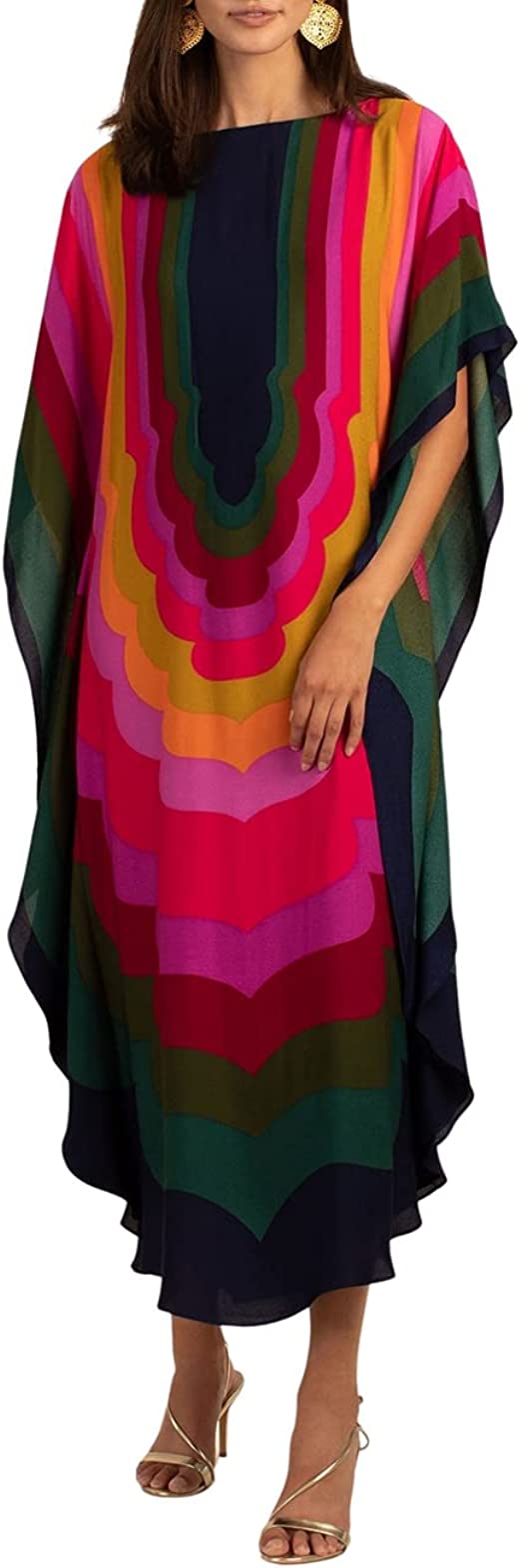 Bsubseach Colorful Kaftan Dresses for Women Long Bathing Suit Cover Ups