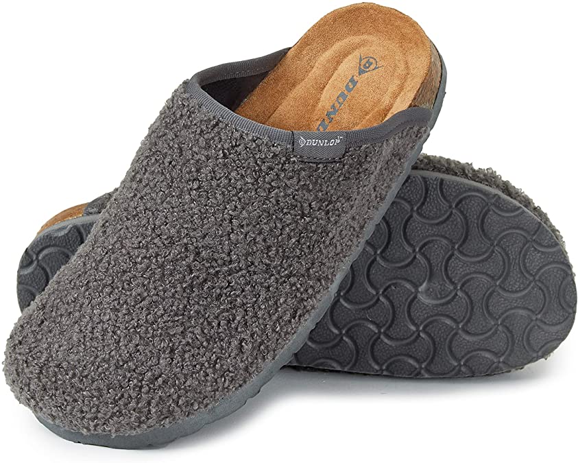 Dunlop House Slippers for Women, Memory Foam Slip On Shoes for Womens, Fluffy Sheepskin Mule for Ladies, Size 3-8, Comfy Rubber Insoles Mules, Novelty Gifts