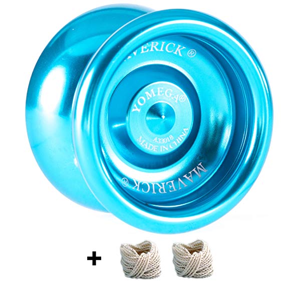 Yomega Maverick - Professional Aluminum Metal Yoyo for Kids and Beginners with C Size Ball Bearing for Advanced yo yo Tricks and Responsive Return   Extra 2 Strings & 3 Month Warranty (Blue)